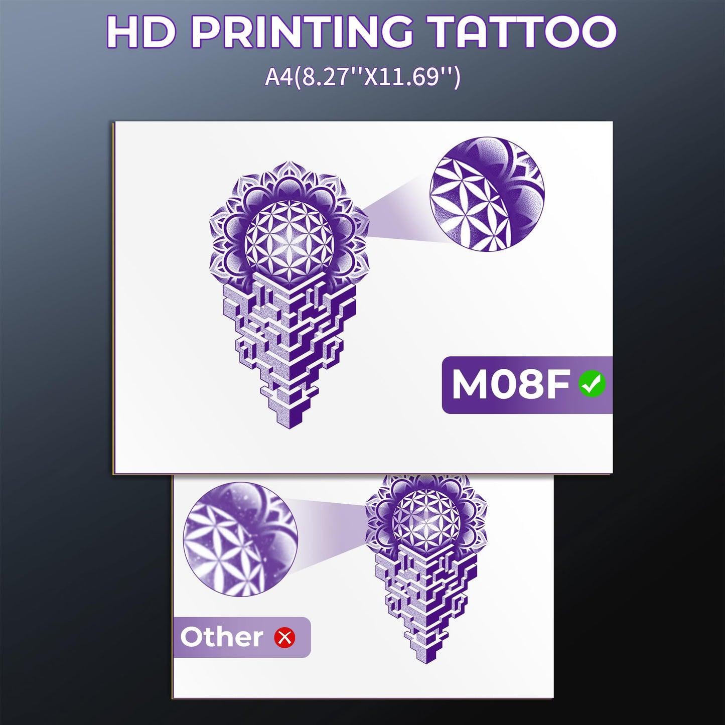 PhoFuta Tattoo Stencil Printer Bluetooth, Stencil Printer for Tattooing, Thermal Printer Tattoo Kit with 10pcs Tattoo Transfer Paper, Tattoo Printer Machine for Skin Compatible with Phone,Tablet & PC