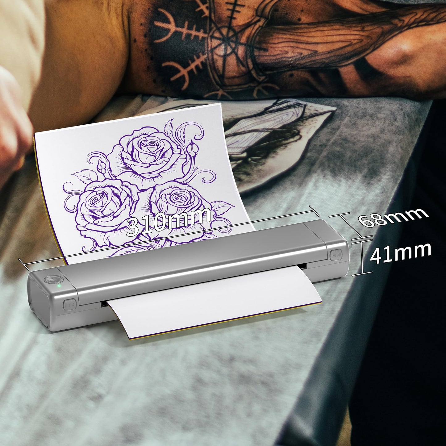 PhoFuta Tattoo Stencil Printer Bluetooth, Stencil Printer for Tattooing, Thermal Printer Tattoo Kit with 10pcs Tattoo Transfer Paper, Tattoo Printer Machine for Skin Compatible with Phone,Tablet & PC
