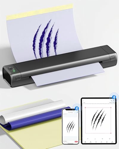 PhoFuta タトゥープリンター tattoo printer タトゥーマシン モバイルプリンターBluetooth接続対応 モバイルプリンター 転写シート10枚付きサーマルプリンター タトゥーマシン セット 刺青コピー機 シールプリンターアダプターAndroid IOS 電話 タブレット GY
