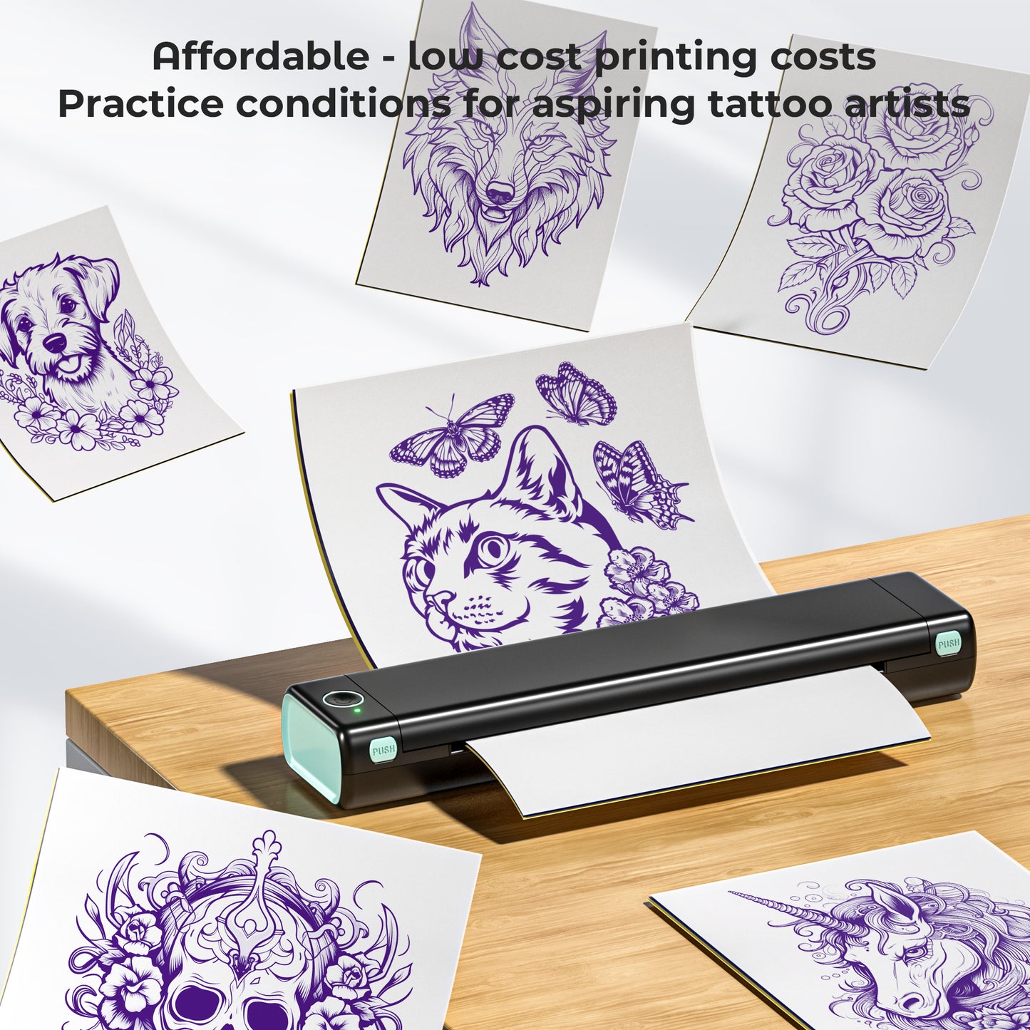 PhoFuta Tattoo Stencil Printer, Wireless Stencil Printer for Tattooing, Thermal Tattoo Printer for Skin, Tattoo Transfer Machine for Temporary and specialty tatuajes, Compatible with Tablet PC & Phone