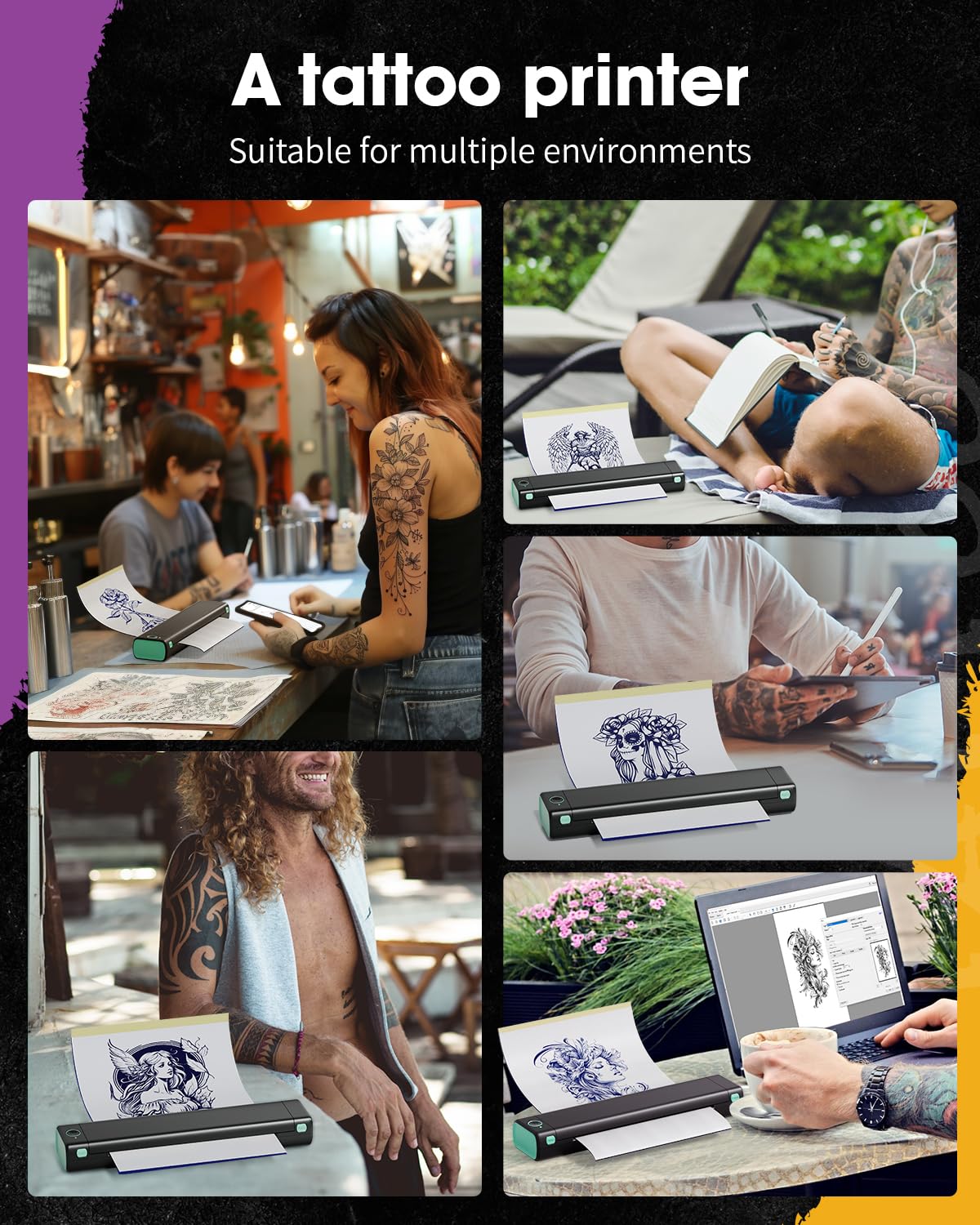 PhoFuta M08F Tattoo Stencil Printer Bluetooth, Tattoo Printer Machine for Artists & Beginners, Stencil Printer for Tattooing with 10pcs Tattoo Transfer Paper, Compatible with Phone, iPad & PC
