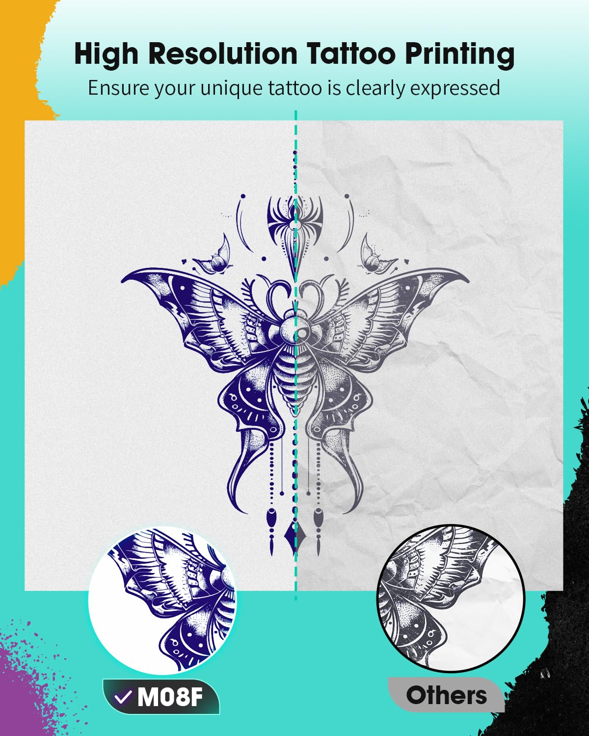 PhoFuta M08F Tattoo Stencil Printer Bluetooth, Tattoo Printer Machine for Artists & Beginners, Stencil Printer for Tattooing with 10pcs Tattoo Transfer Paper, Compatible with Phone, iPad & PC