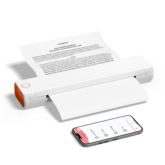 PhoFuta M08F Imprimante Thermique, Toujours avec soi avec Bluetooth, Une Mini imprimante de Voyage avec Papier à Copier Papier A4 sans Encre, Compatible with iOS/Android...