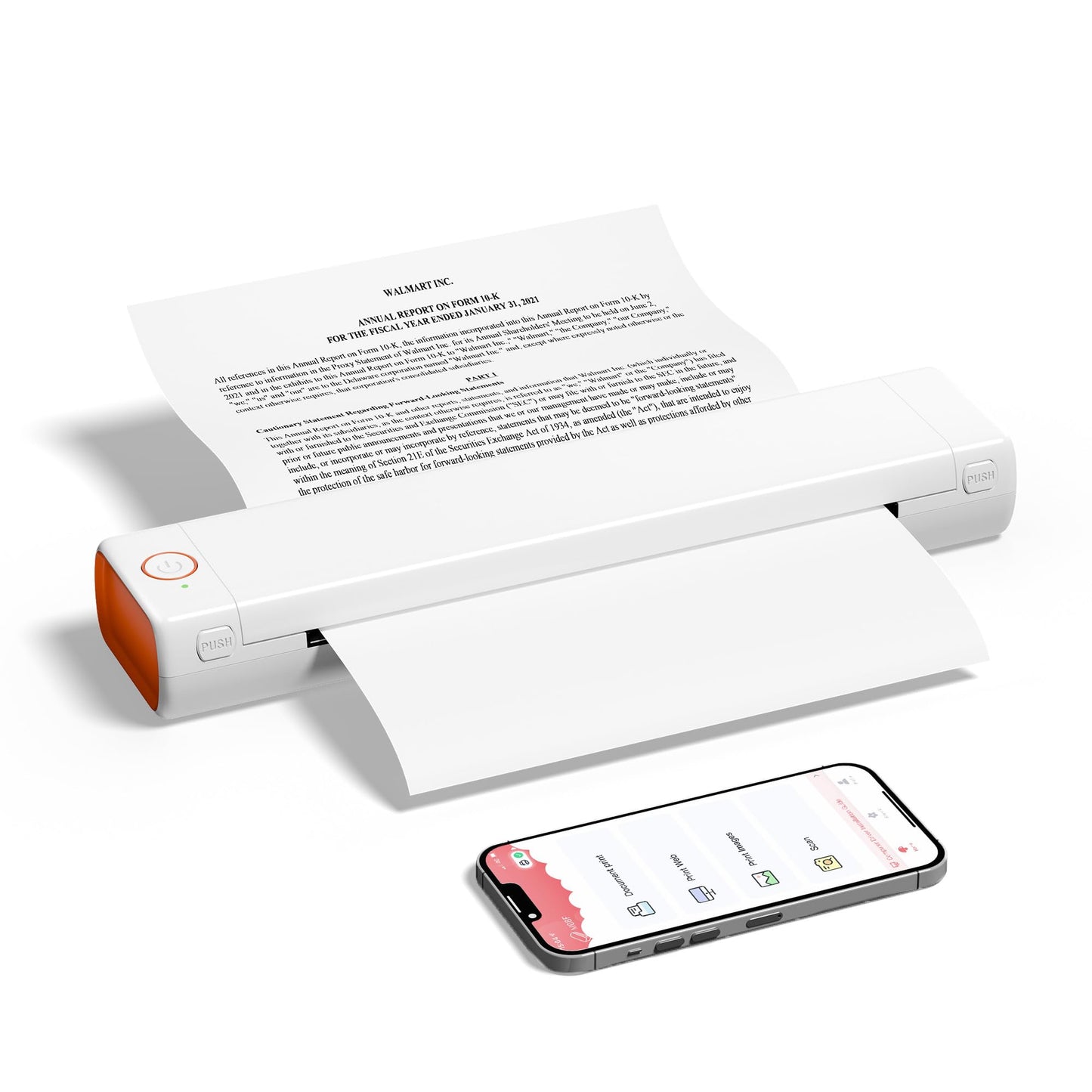 Portable Printers Wireless for Travel, M08F Thermal Inkless Printers for Home use, Support 8.5'' X 11'' US Letter, Compatible with Phone & Laptops, Wireless Thermal Printer for Travel(White)