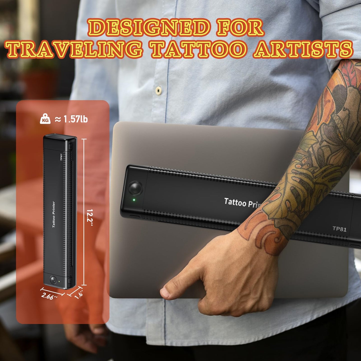 PhoFuta TP81 Imprimante Tatouage Thermocopieur Tatouage for Tattooing avec 10 Feuilles A4 de Papier Transfert Tatouage, Stencil Tatouage Transfert Thermocopieur, Compatible avec Ipad & Phone & PC
