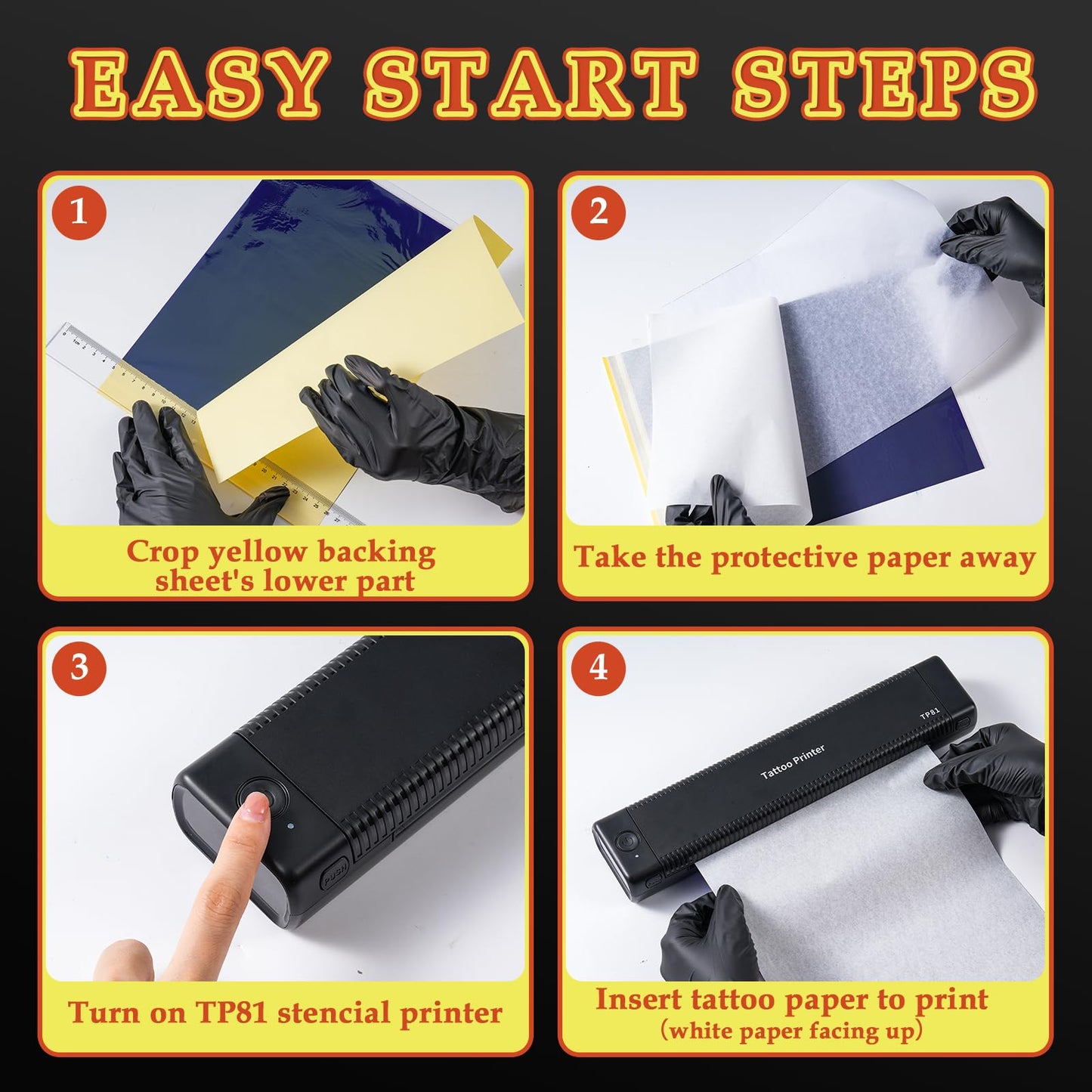 PhoFuta TP81 Imprimante Tatouage Thermocopieur Tatouage for Tattooing avec 10 Feuilles A4 de Papier Transfert Tatouage, Stencil Tatouage Transfert Thermocopieur, Compatible avec Ipad & Phone & PC