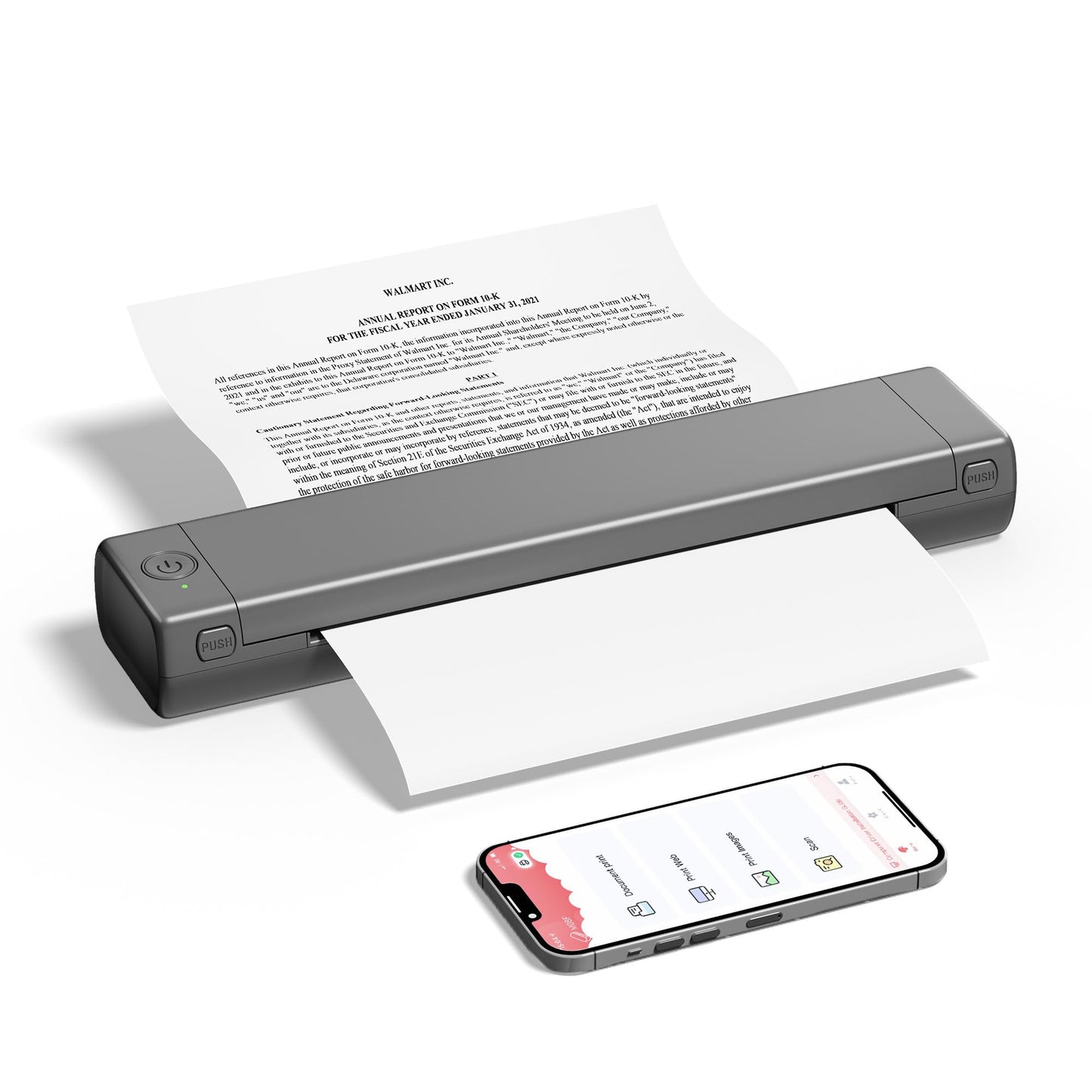 PhoFuta M08F Imprimante Thermique, Toujours avec soi avec Bluetooth, Une Mini imprimante de Voyage avec Papier à Copier Papier A4 sans Encre, Compatible with iOS/Android..