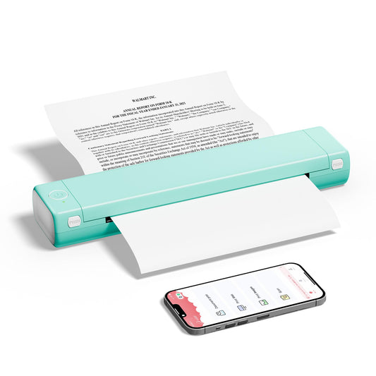 Portable Printers Wireless for Travel, M08F Thermal Inkless Printers for Home use, Support 8.5'' X 11'' US Letter, Compatible with Phone & Laptops, Wireless Thermal Printer for Travel(Green)