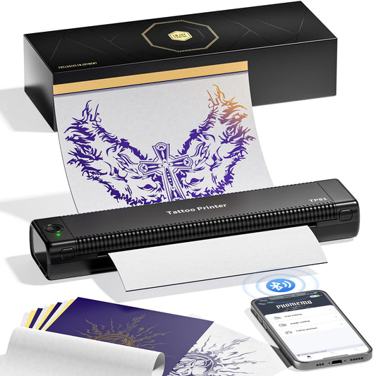 PhoFuta TP81 Tattoo Stencil Printer, Stencil Printer for Tattooing with 10pcs Tattoo Stencil Paper, Wireless Tattoo Machine for Tattoo Artists & Beginners, Compatible with Phone,iPad & PC