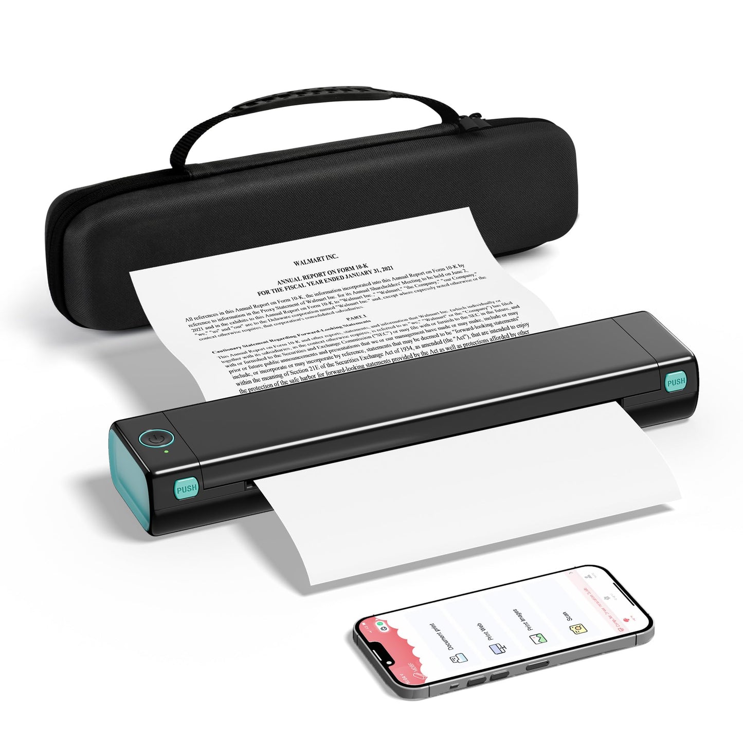 PhoFuta M08F Impresora Térmica A4, Siempre Contigo con Bluetooth, Una Mini Impresora de Viaje con Papel de Copia A4 Sin Tinta, Compatible con iOS/Android.