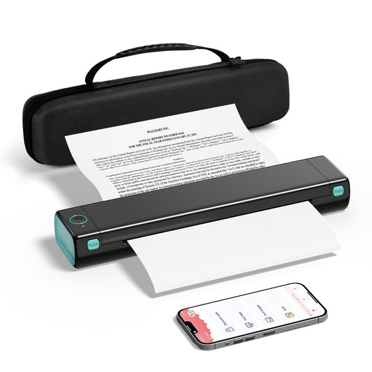 PhoFuta M08F Imprimante Thermique, Toujours avec soi avec Bluetooth, Une Mini imprimante de Voyage avec Papier à Copier Papier A4 sans Encre, Compatible with iOS/Android.