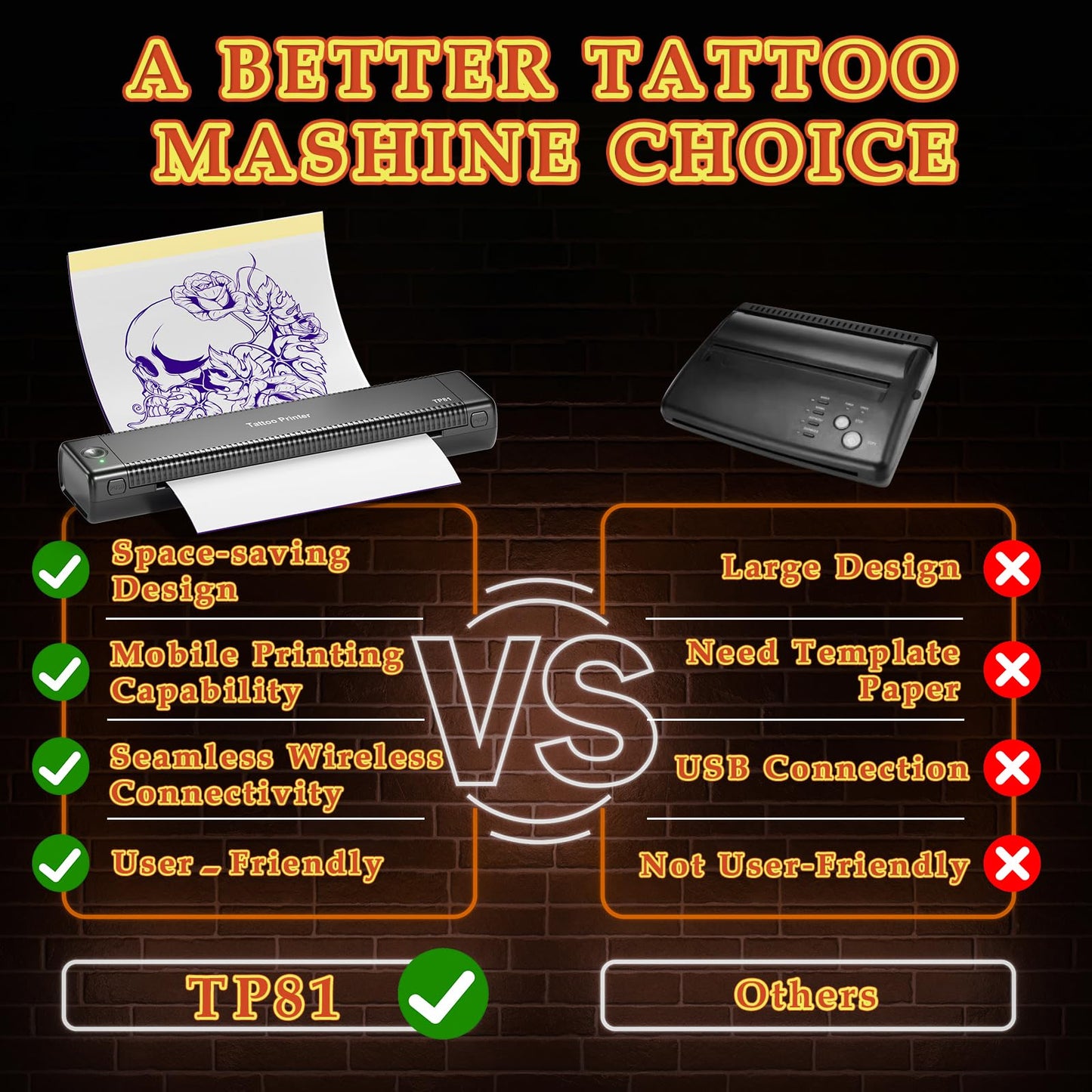 PhoFuta TP81 Imprimante Tatouage Thermocopieur Tatouage for Tattooing avec 10 Feuilles A4 de Papier Transfert Tatouage, Stencil Tatouage Transfert Thermocopieur, Compatible avec Ipad & Phone & PC