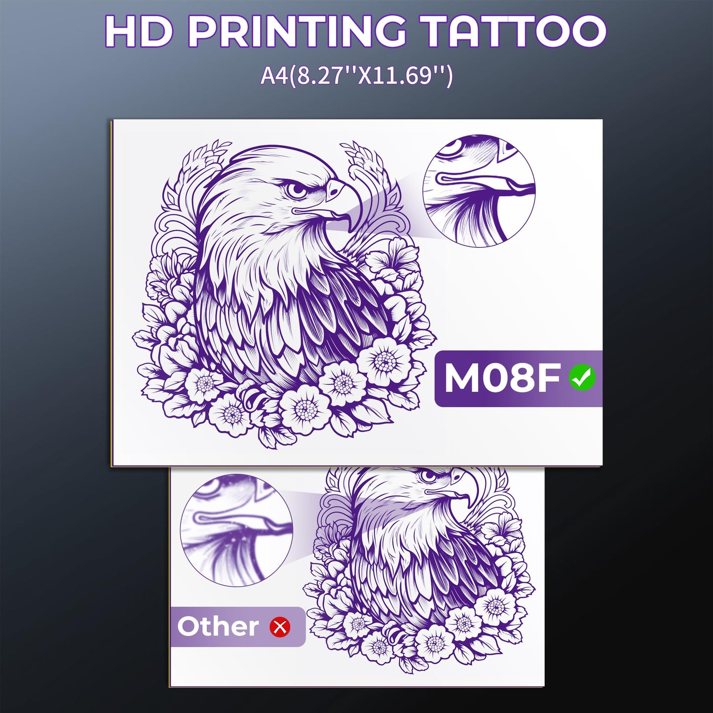 PhoFuta タトゥープリンター tattoo printer タトゥーマシン モバイルプリンターBluetooth接続対応 モバイルプリンター 転写シート10枚付きサーマルプリンター タトゥーマシン セット 刺青コピー機 シールプリンターアダプターAndroid IOS 電話 タブレット BKG