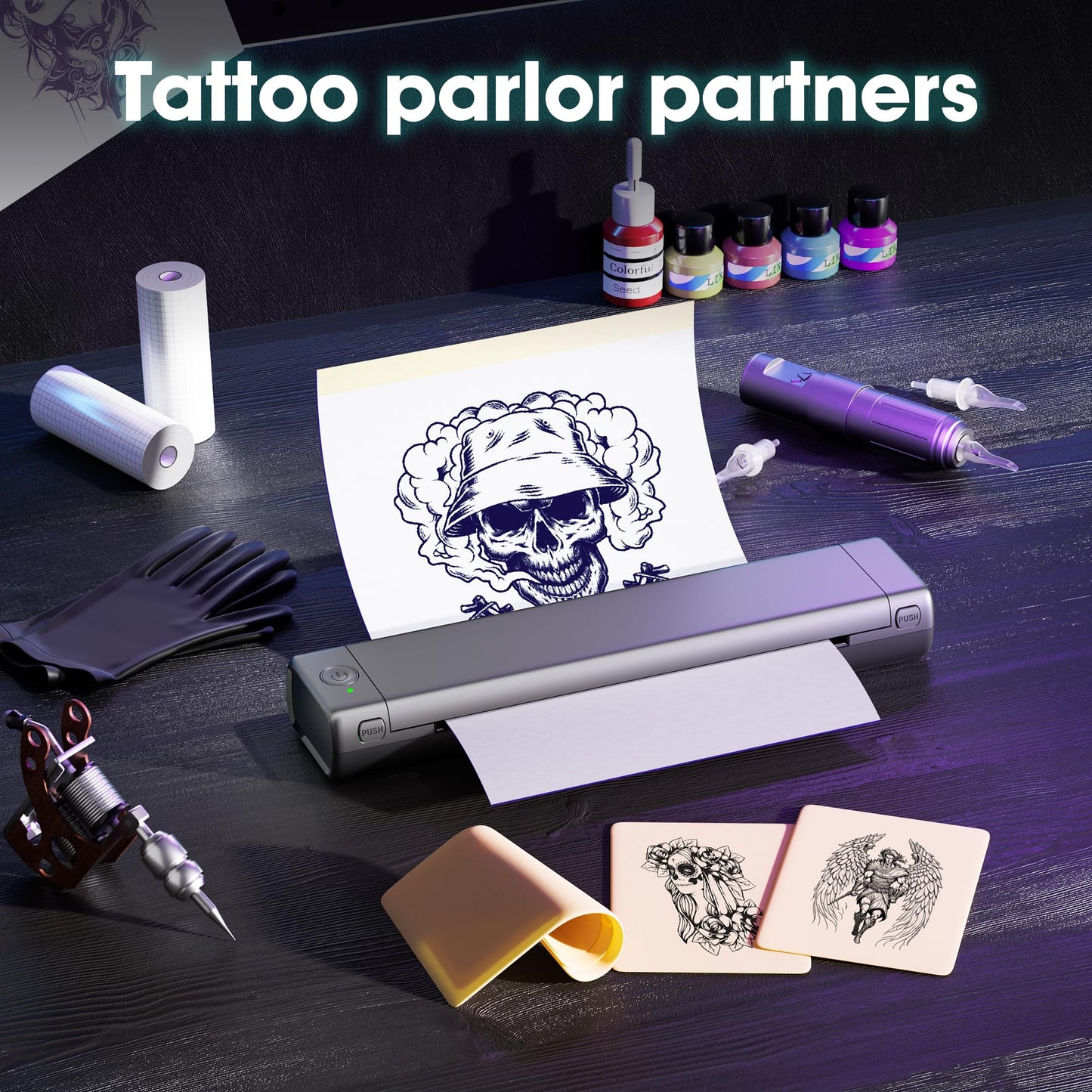 PhoFuta M08F Tattoo Printer, Tattoo Stencil Printer, Stencil Printer for Tattooing, Thermal Printer Tattoo Kit with 10pcs Transfer Paper, Tattoo Machine Printer, Compatible with Tablets Devices Gray